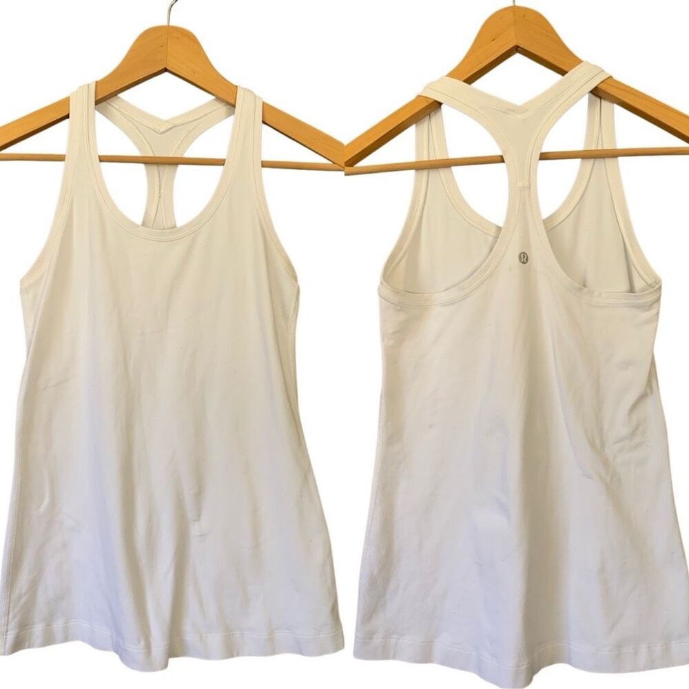 Bundle of 3 Lululemon Cool Racerback II Tank Tops in Plum, White & Black Size 8- - Picture 7 of 12